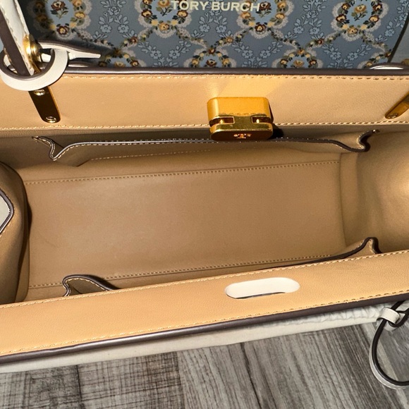 NWT Tory Burch Lee Radziwill Small Tooled Leather Satchel - Picture 8 of 9